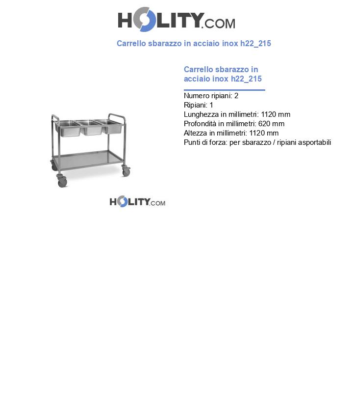 Carrello sbarazzo in acciaio inox h22_215