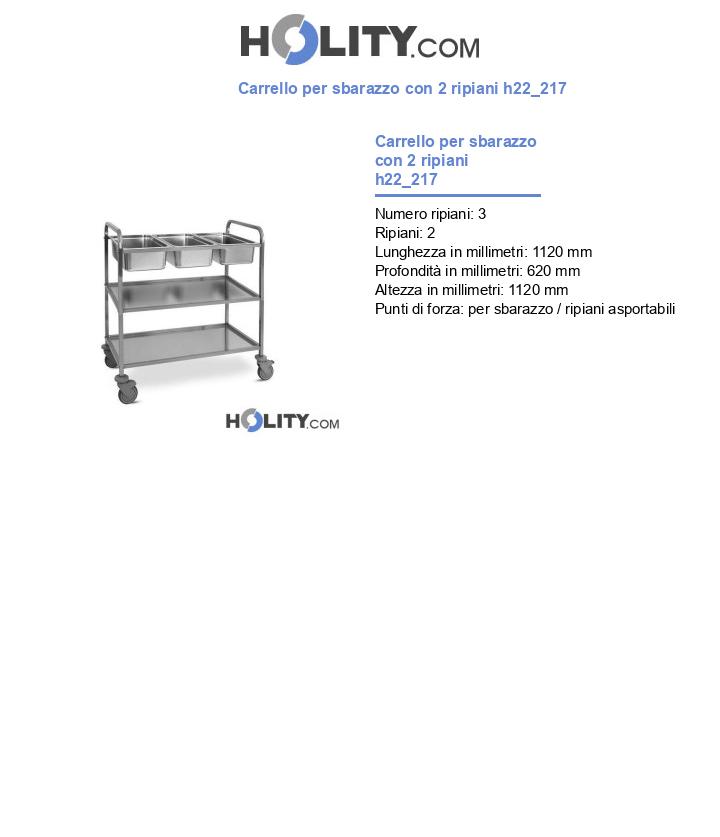 Carrello per sbarazzo con 2 ripiani h22_217