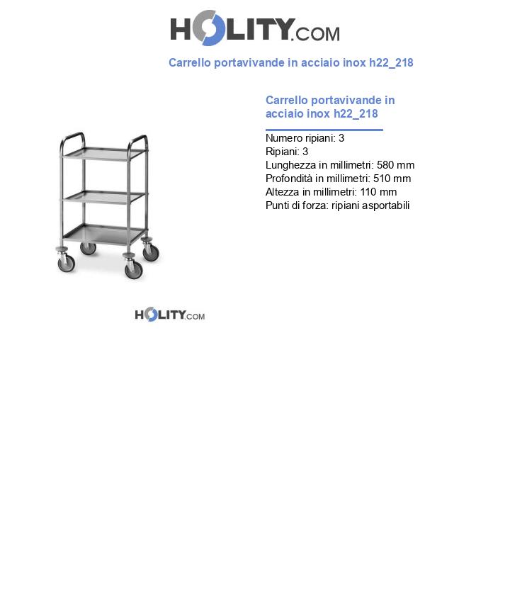 Carrello portavivande in acciaio inox h22_218