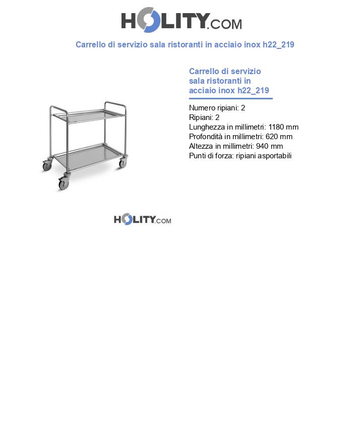 Carrello di servizio sala ristoranti in acciaio inox h22_219