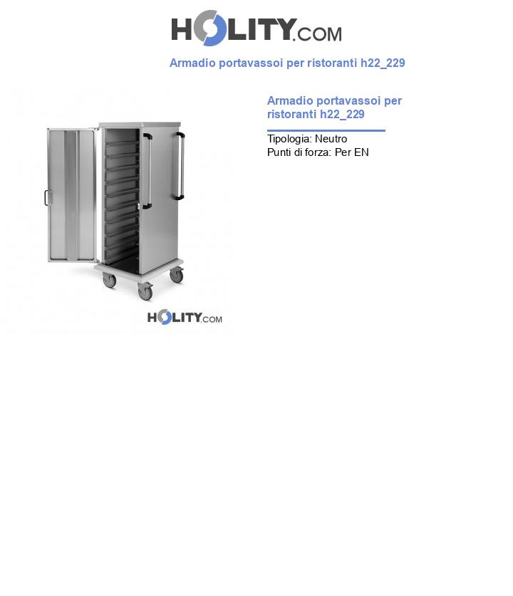 Armadio portavassoi per ristoranti h22_229