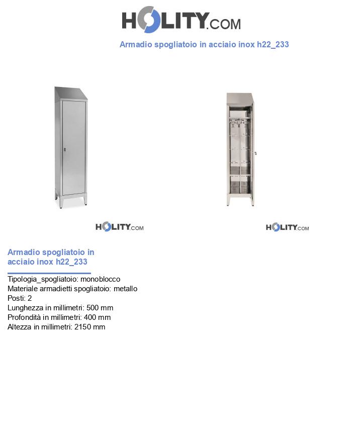 Armadio spogliatoio in acciaio inox h22_233
