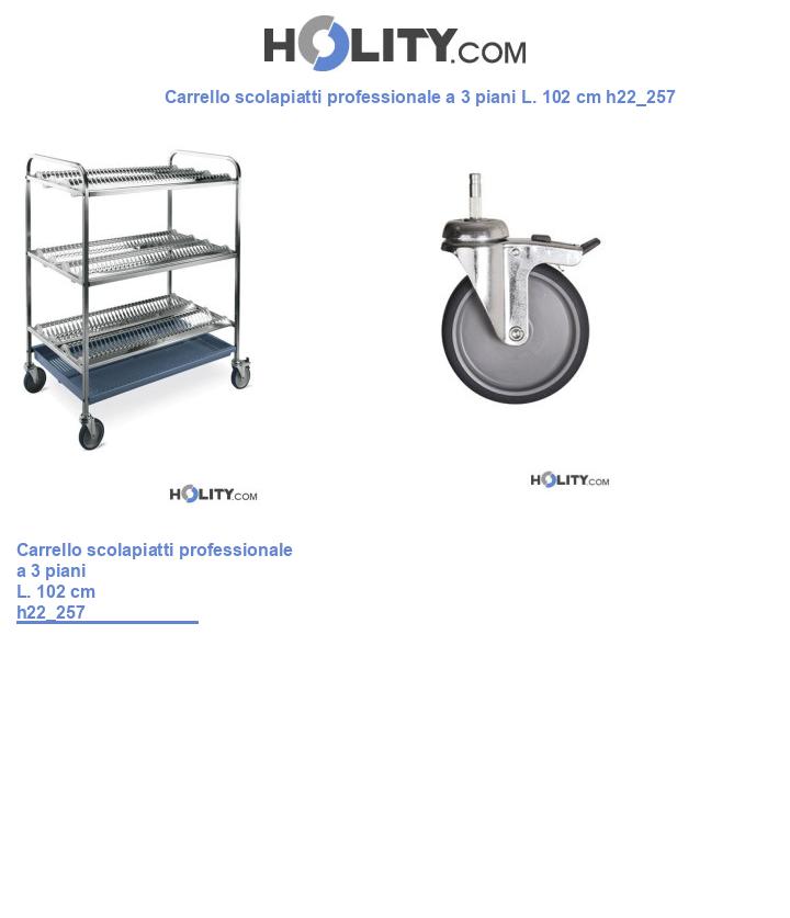 Carrello scolapiatti professionale a 3 piani L. 102 cm h22_257