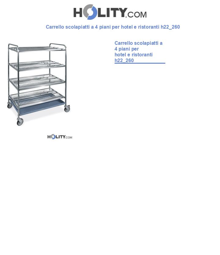 Carrello scolapiatti a 4 piani per hotel e ristoranti h22_260