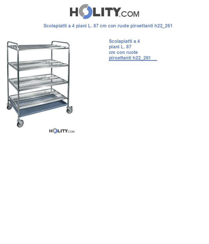 Scolapiatti a 4 piani L. 87 cm con ruote piroettanti h22_261