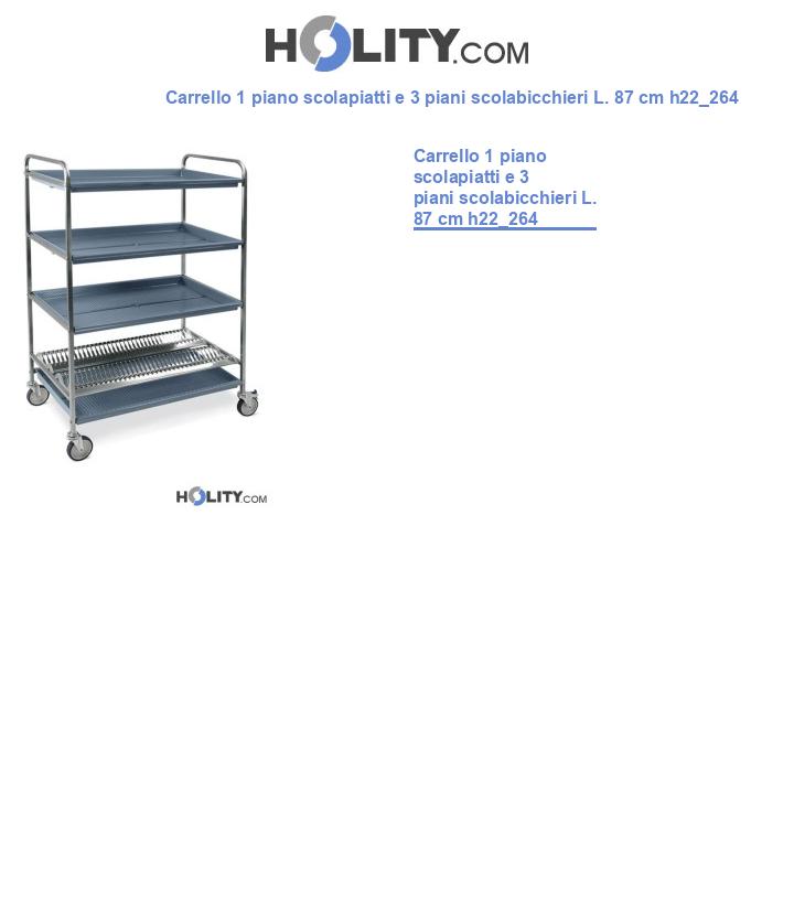 Carrello 1 piano scolapiatti e 3 piani scolabicchieri L. 87 cm h22_264