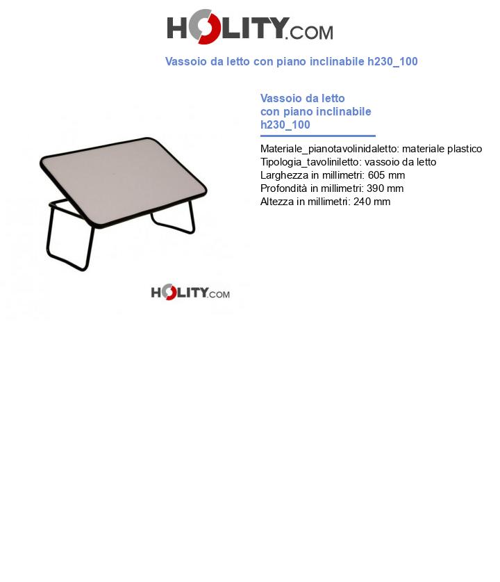 Vassoio da letto con piano inclinabile h230_100