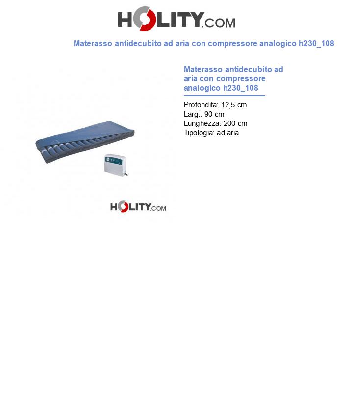 Materasso antidecubito ad aria con compressore analogico h230_108