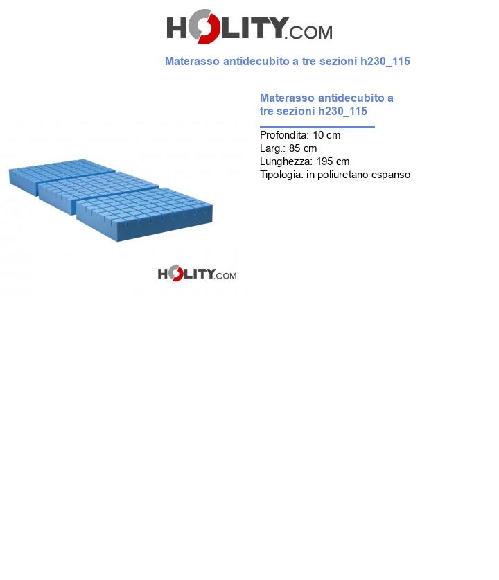 Materasso antidecubito a tre sezioni h230_115