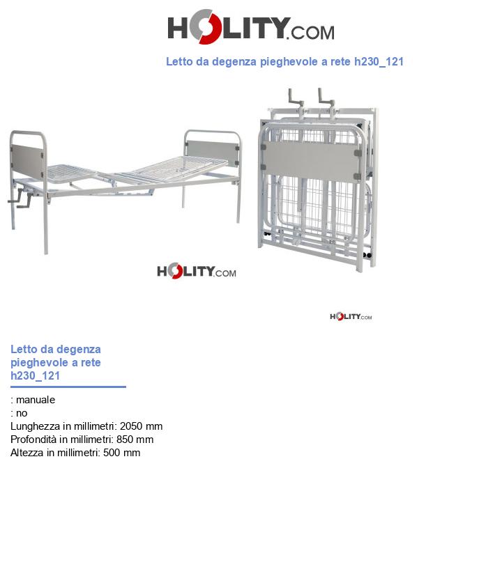 Letto da degenza pieghevole a rete h230_121