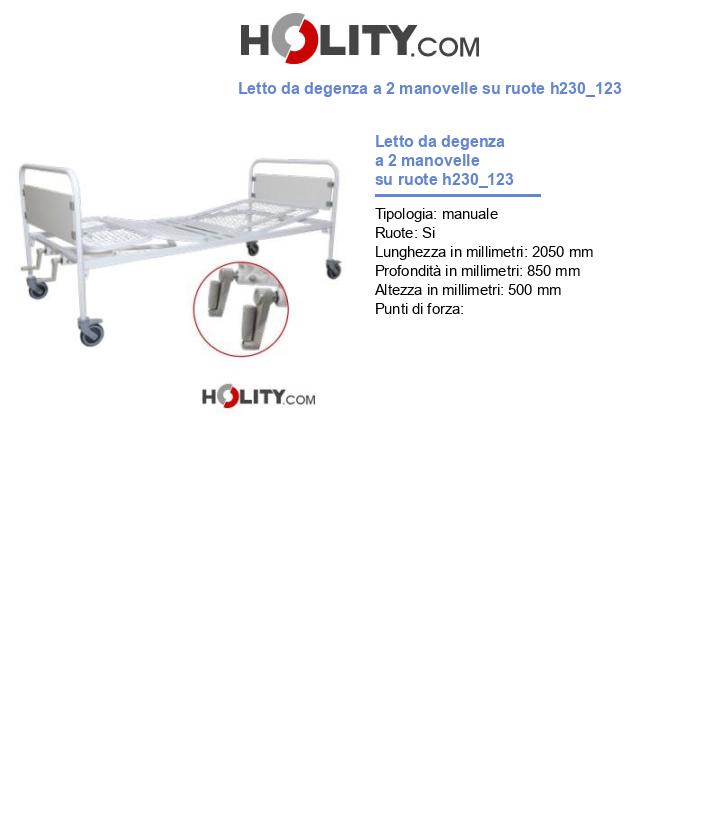 Letto da degenza a 2 manovelle su ruote h230_123
