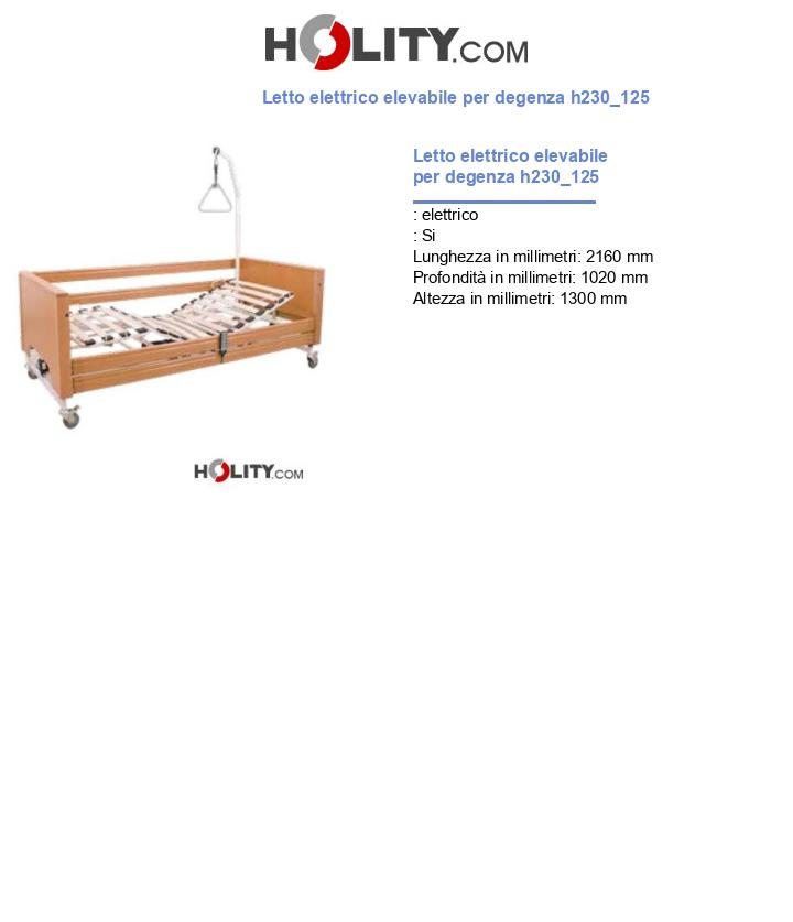 Letto elettrico elevabile per degenza h230_125
