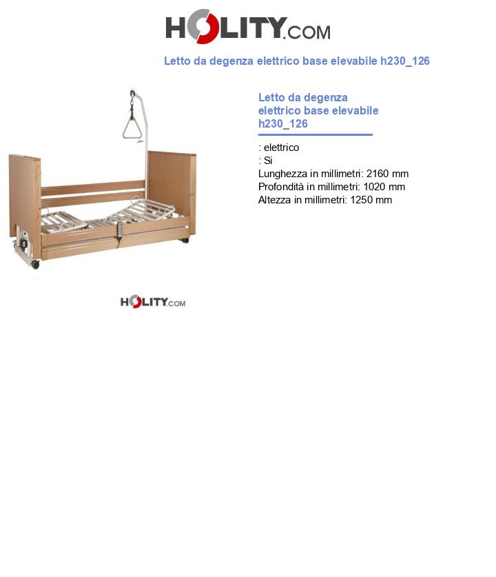 Letto da degenza elettrico base elevabile h230_126
