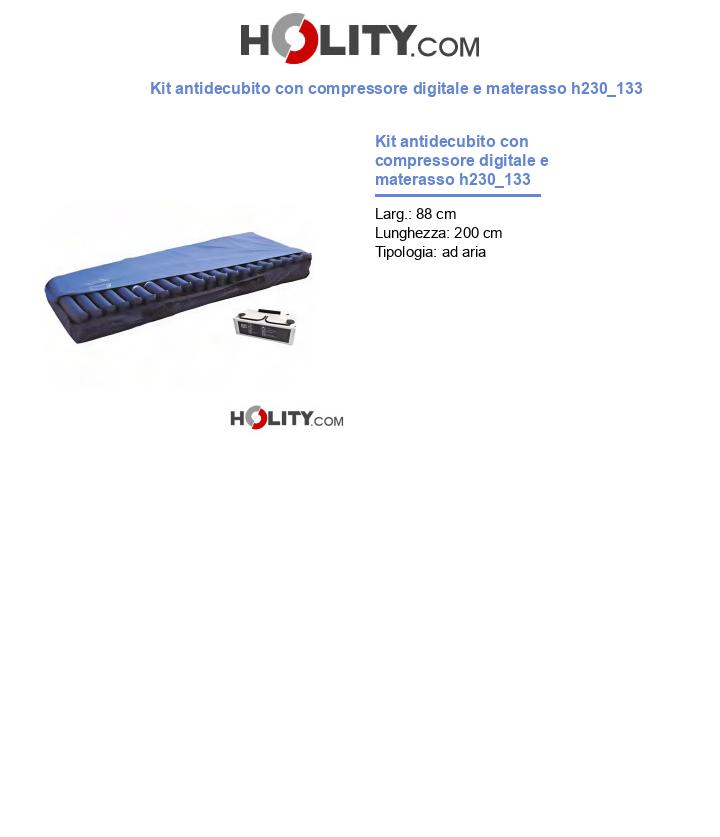 Kit antidecubito con compressore digitale e materasso h230_133