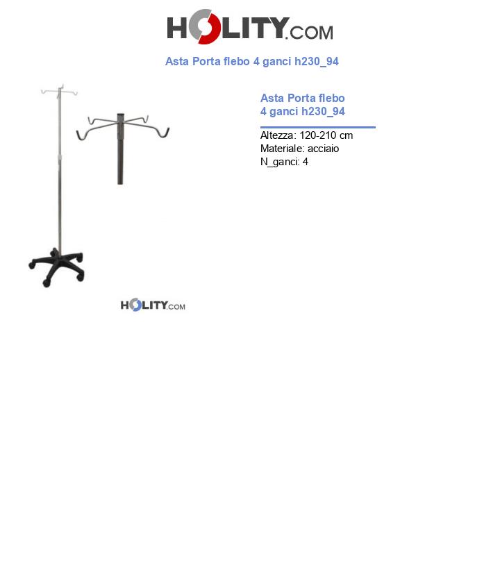Asta Porta flebo 4 ganci h230_94