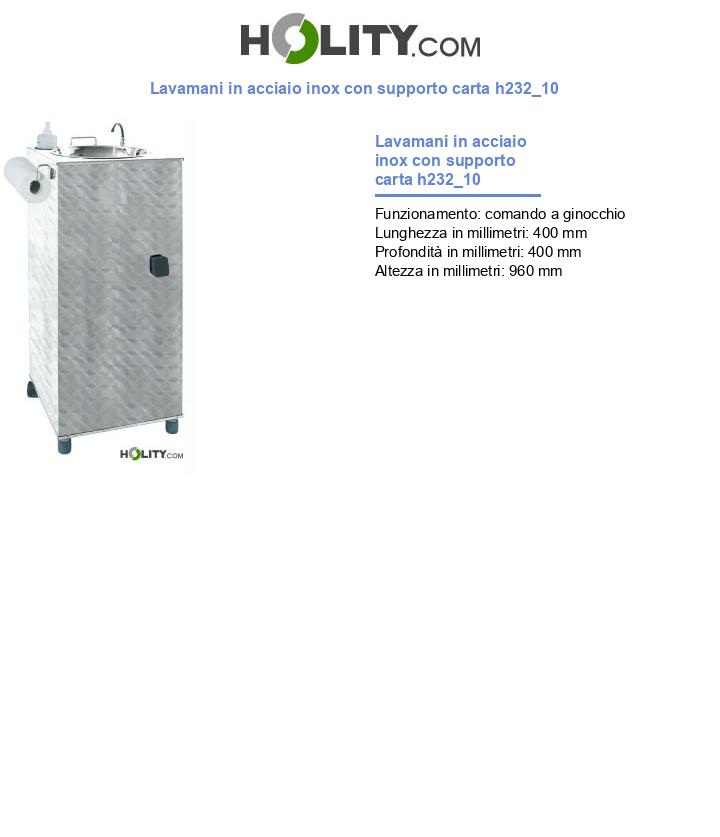 Lavamani in acciaio inox con supporto carta h232_10