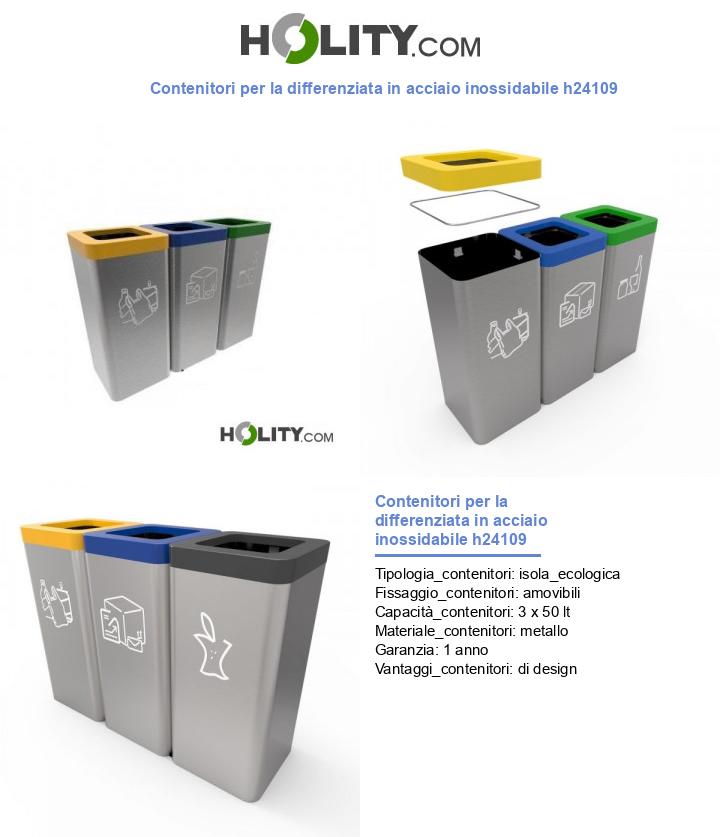 Contenitori per la differenziata in acciaio inossidabile h24109