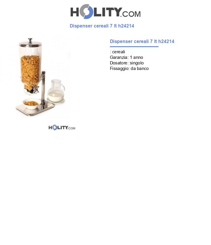 Dispenser cereali 7 lt h24214