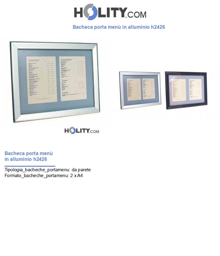 Bacheca porta menù in alluminio h2426