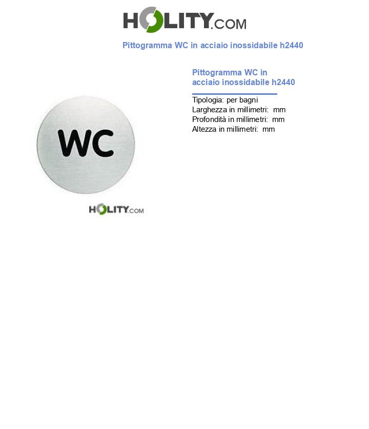 Pittogramma WC in acciaio inossidabile h2440