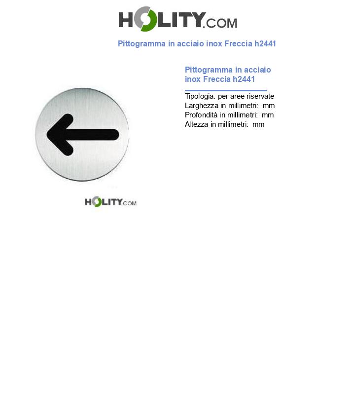 Pittogramma in acciaio inox Freccia h2441