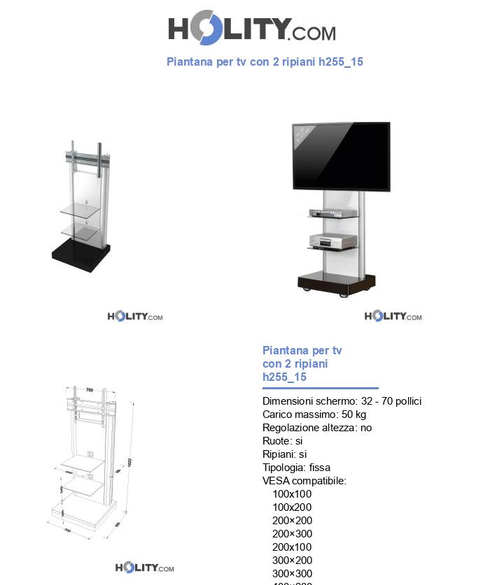 Piantana per tv con 2 ripiani h255_15