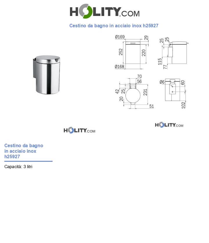 Cestino da bagno in acciaio inox h25927