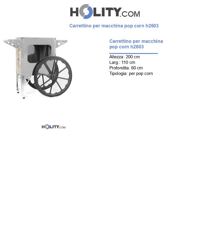 Carrettino per macchina pop corn h2603