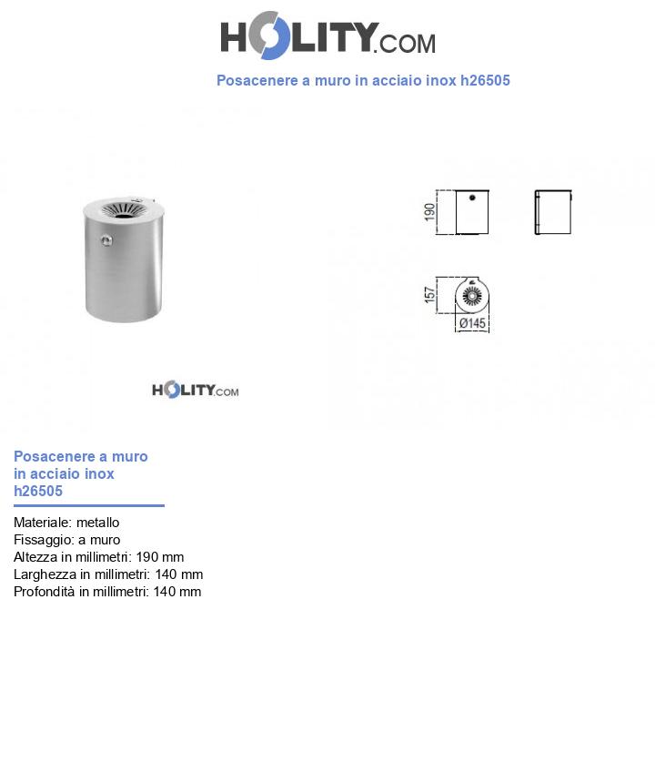 Posacenere a muro in acciaio inox h26505