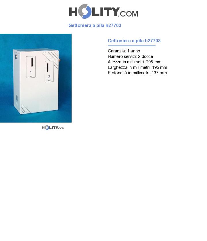 Gettoniera a pila 2 docce con elettrovalvole h27703