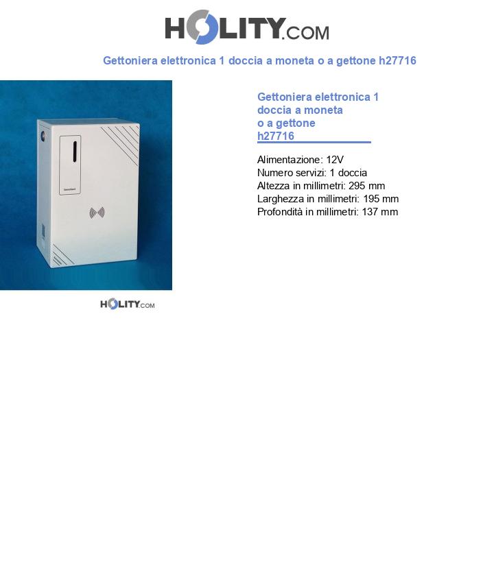 Gettoniera elettronica 1 doccia a moneta o a gettone h27716