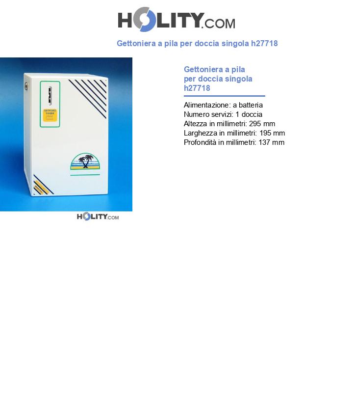 Gettoniera a pila 1 doccia a moneta o a gettone h27718