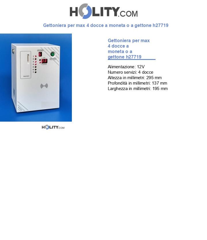 Gettoniera per max 4 docce a moneta o a gettone h27719