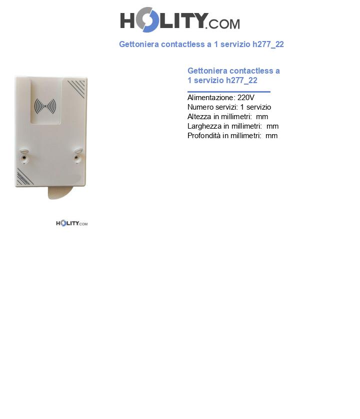 Gettoniera contactless a 1 servizio h277_22