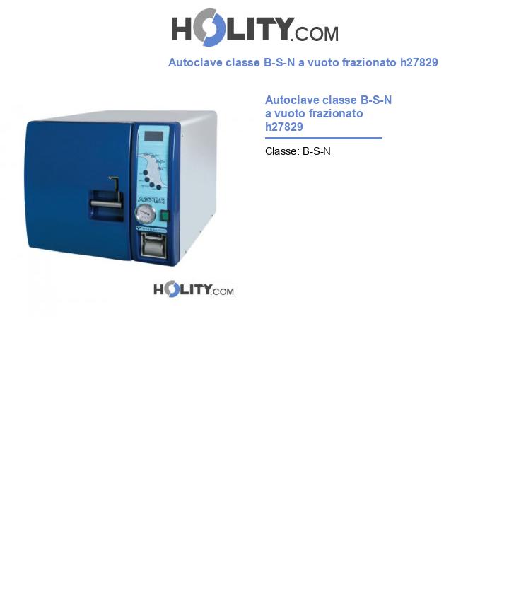 Autoclave classe B-S-N a vuoto frazionato h27829