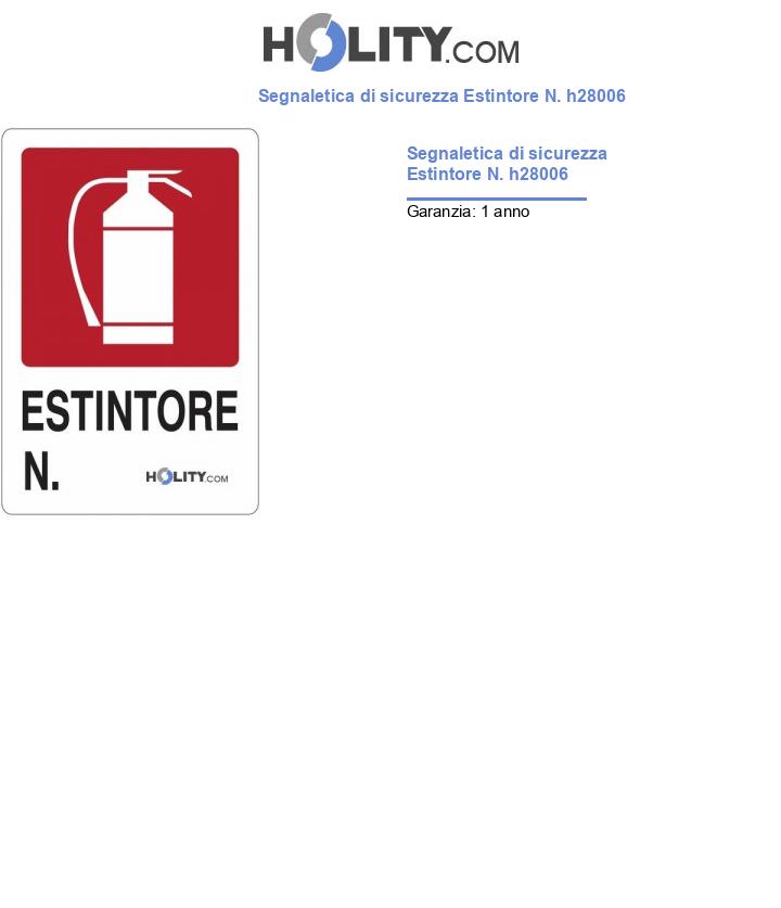Segnaletica di sicurezza Estintore N. h28006