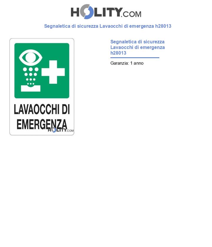 Segnaletica di sicurezza Lavaocchi di emergenza h28013