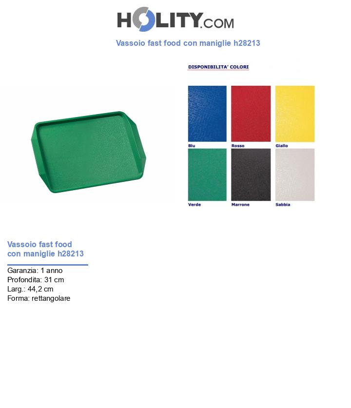 Vassoio fast food con maniglie h28213