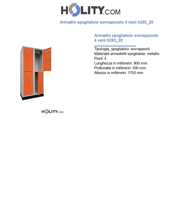 Armadio spogliatoio sovrapposto 4 vani h283_20