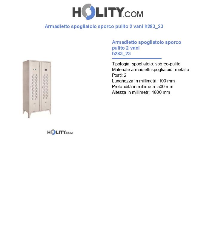 Armadietto spogliatoio sporco pulito 2 vani h283_23