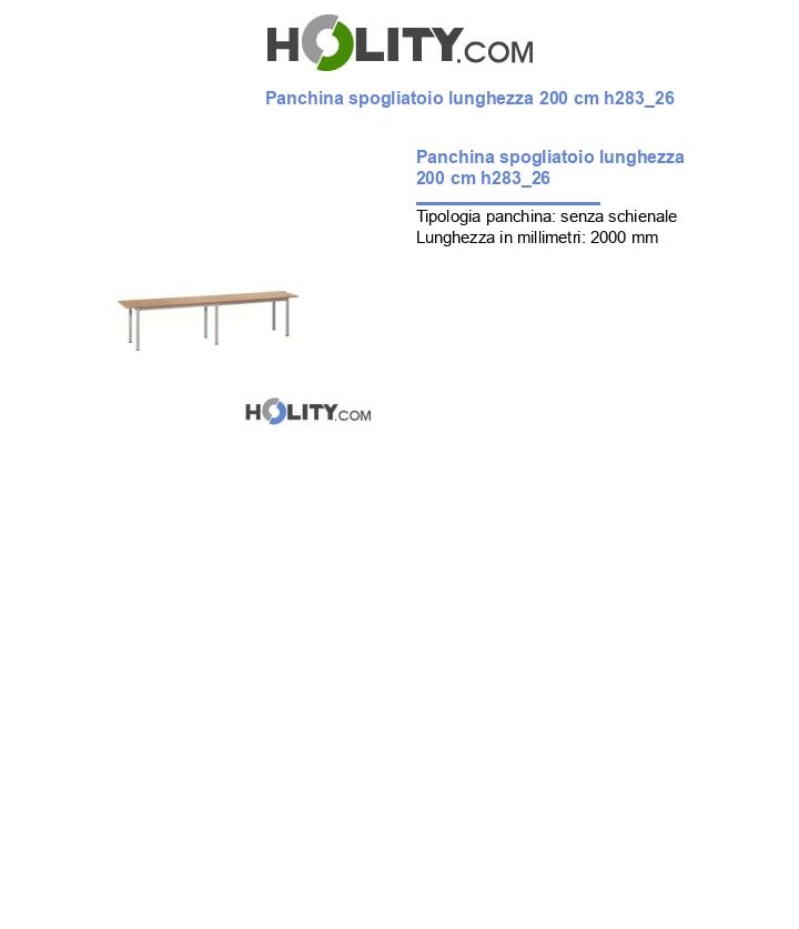 Panchina spogliatoio lunghezza 200 cm h283_26
