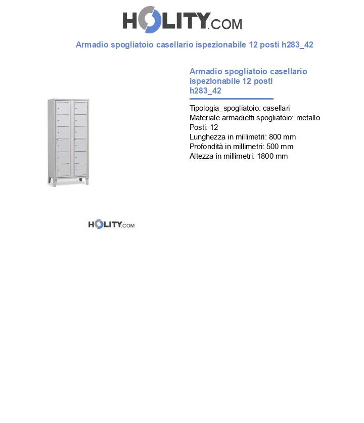 Armadio spogliatoio casellario ispezionabile 12 posti h283_42
