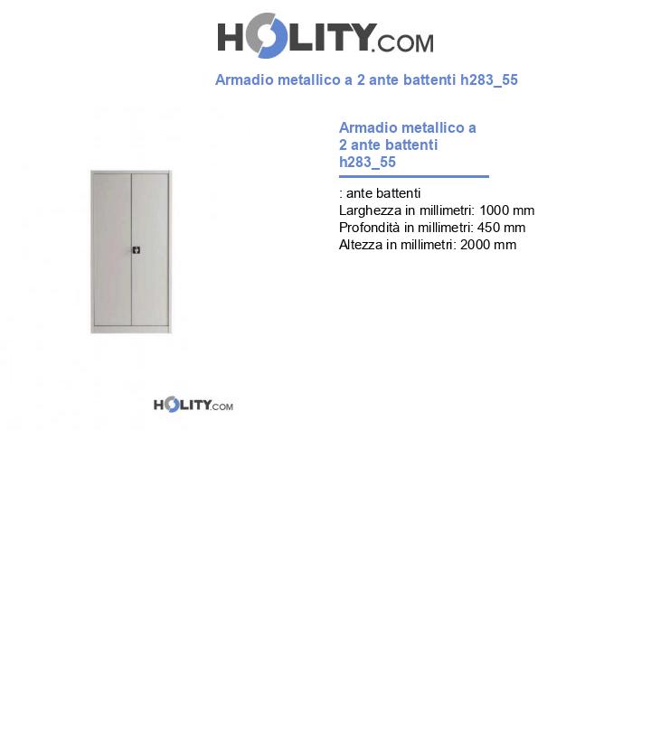 Armadio metallico a 2 ante battenti h283_55
