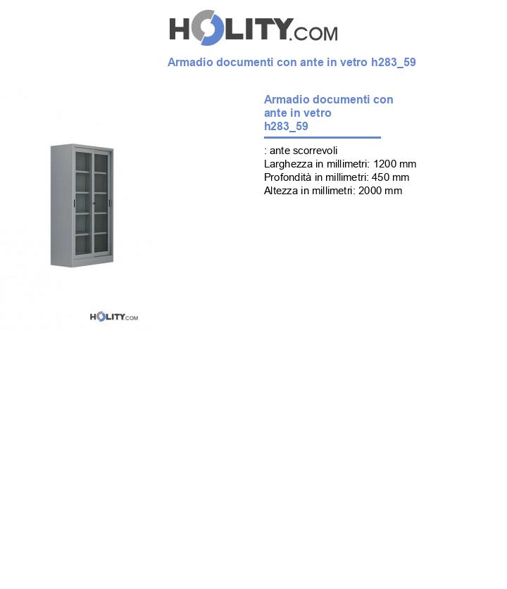 Armadio documenti con ante in vetro h283_59