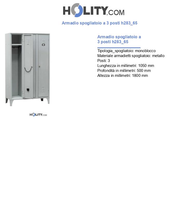 Armadio spogliatoio a 3 posti h283_65