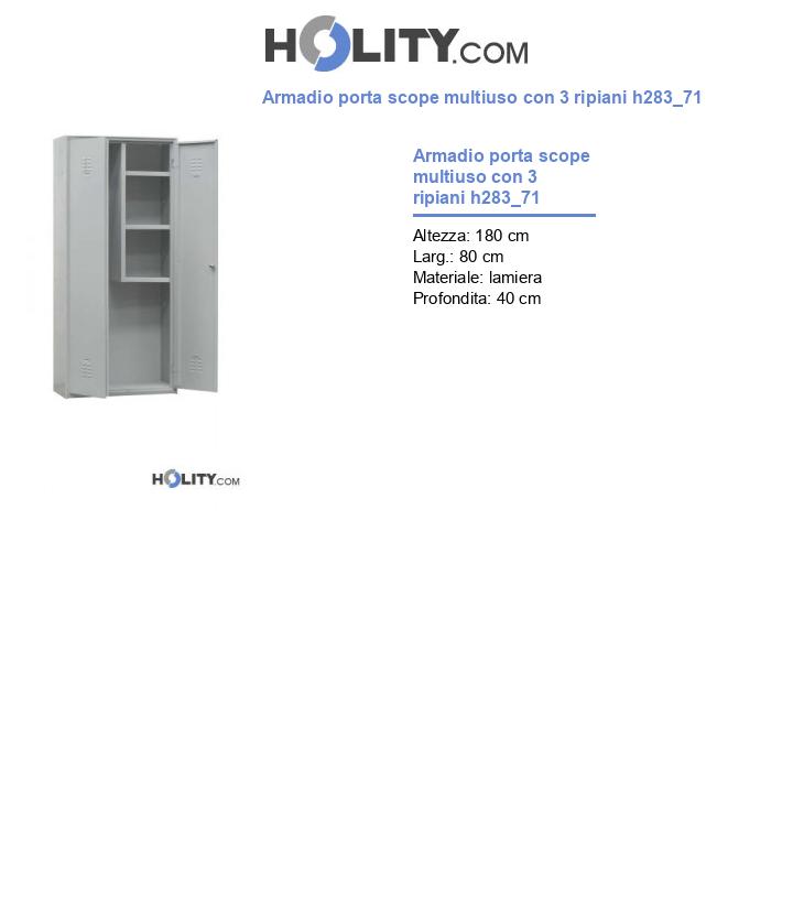 Armadio porta scope multiuso con 3 ripiani h283_71