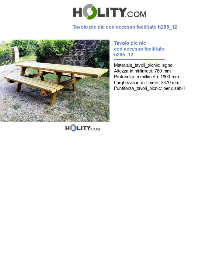 Tavolo pic nic con accesso facilitato h285_12
