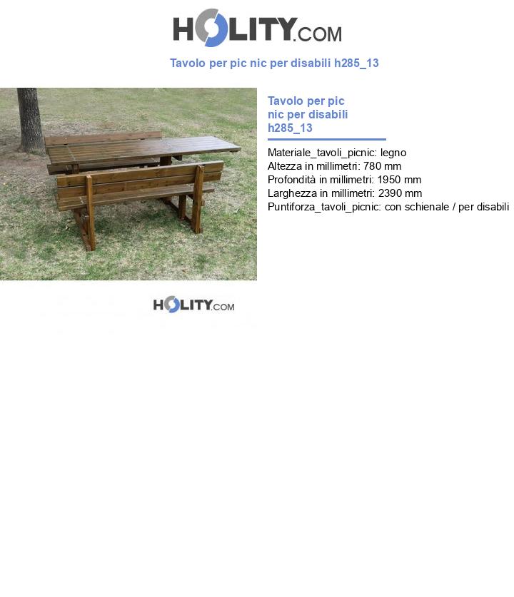 Tavolo per pic nic per disabili h285_13