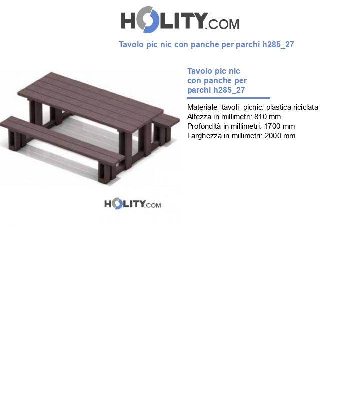 Tavolo pic nic con panche per parchi h285_27