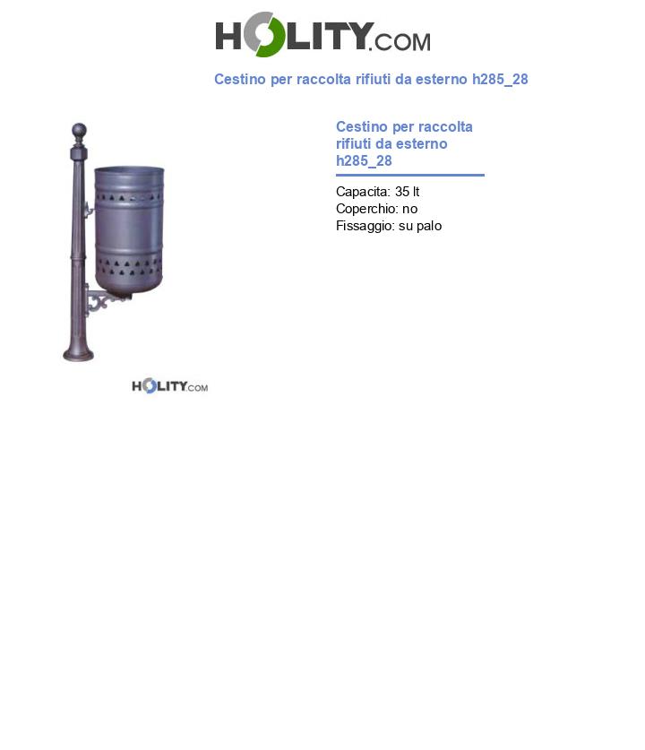 Cestino per raccolta rifiuti da esterno h285_28